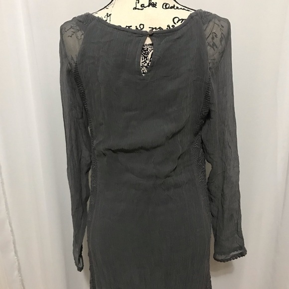 Sundance Gray Viviana Chiffon Column Embroidered Lace Long sleeve Dress - Picture 7 of 16